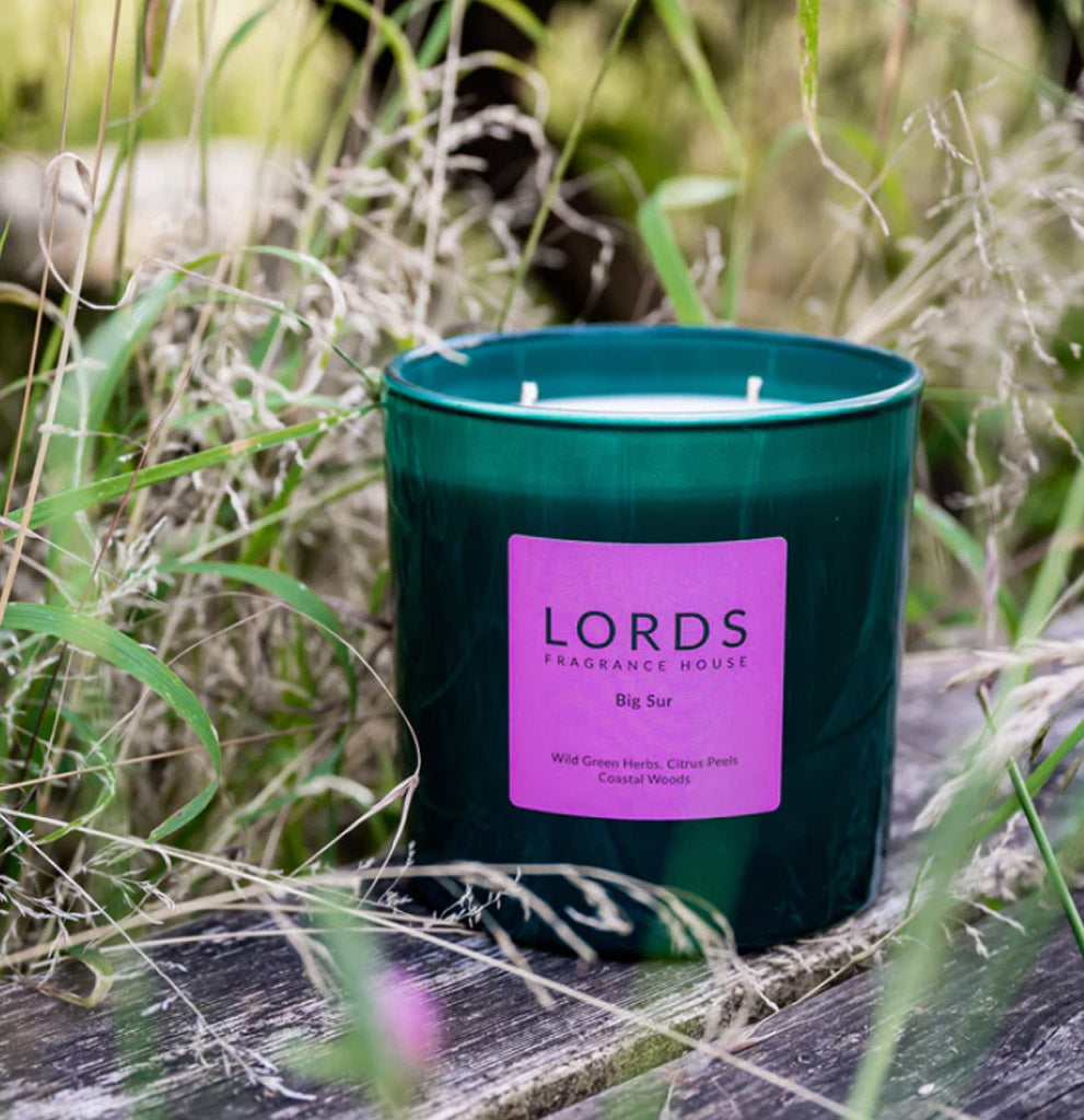 Lords Large Three Wick Candle- Green glass -  650g