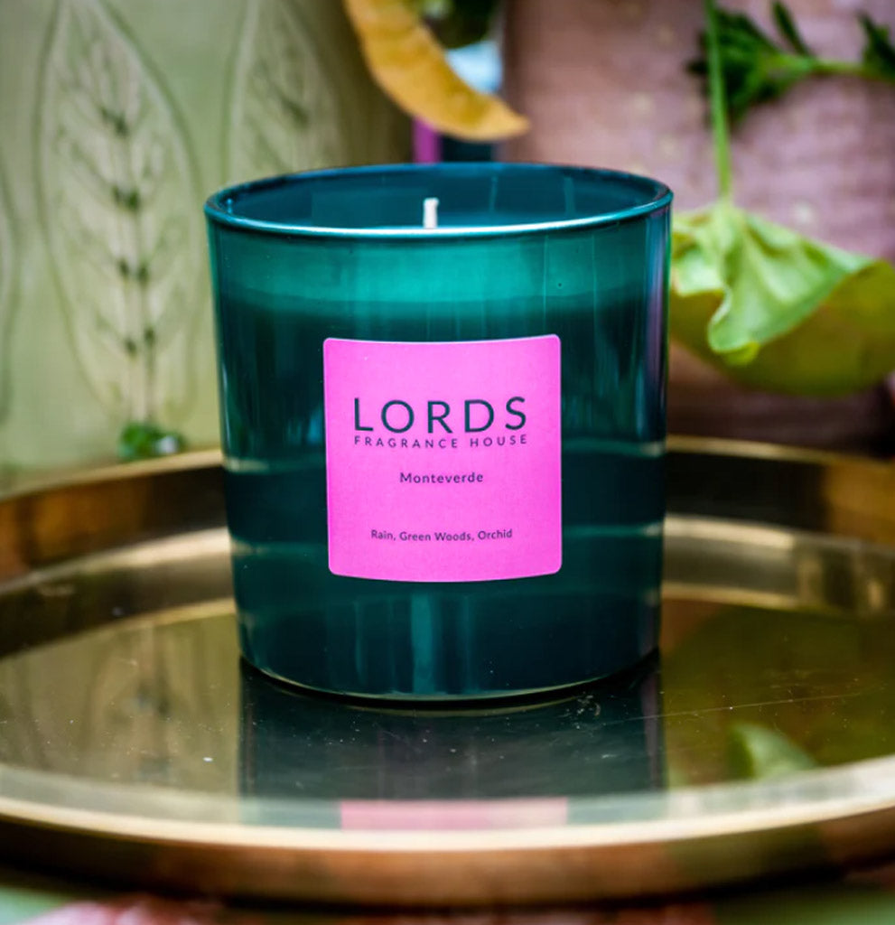 Lords Large Three Wick Candle- Green glass -  650g