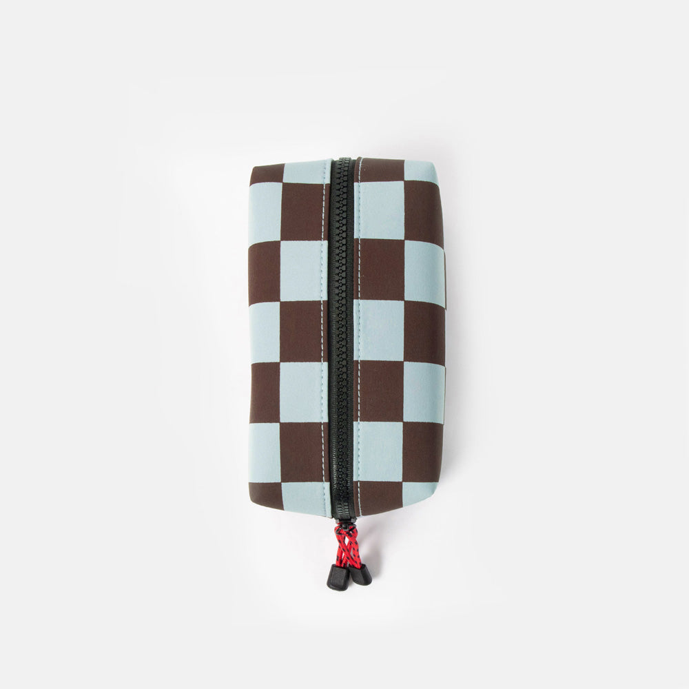 Caroline Gardner Wine/Blue Check Grooming Bag