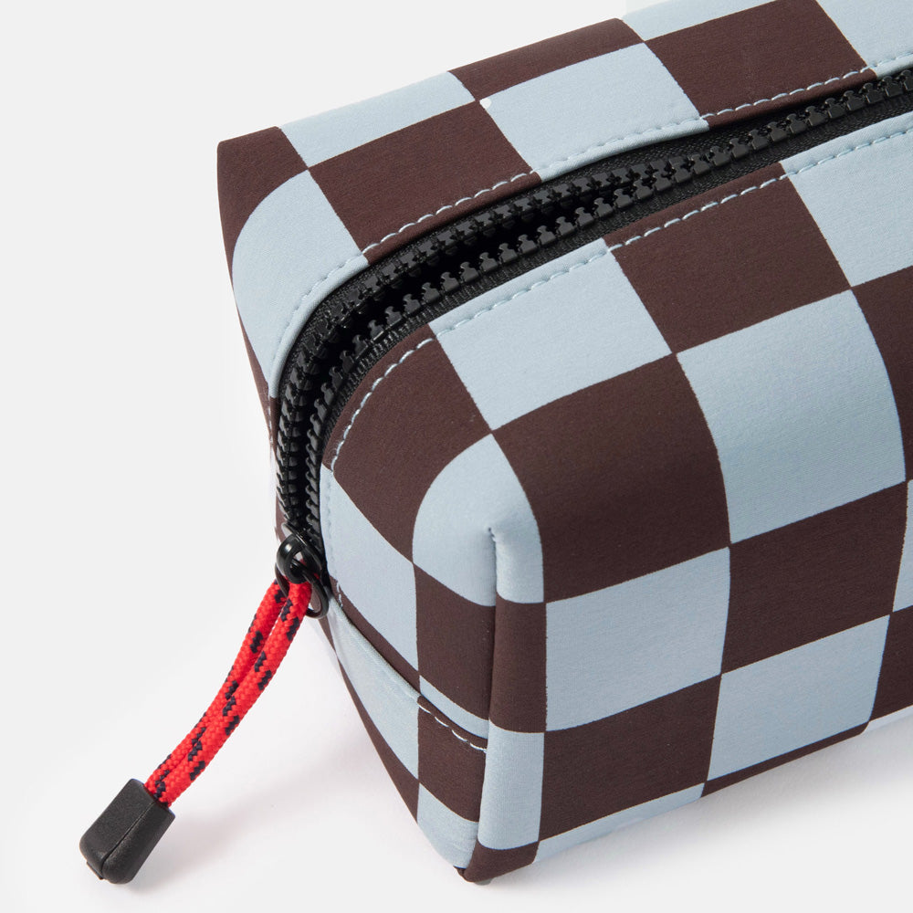 Caroline Gardner Wine/Blue Check Grooming Bag
