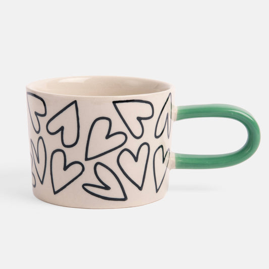 Caroline Gardner Mono Outline Hearts Mug