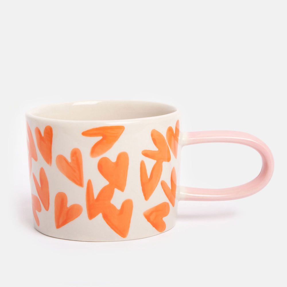 Caroline Gardner Orange Hearts Ceramic Mug