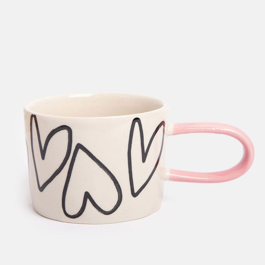 Caroline Gardner Mono Outline Hearts Ceramic Mug