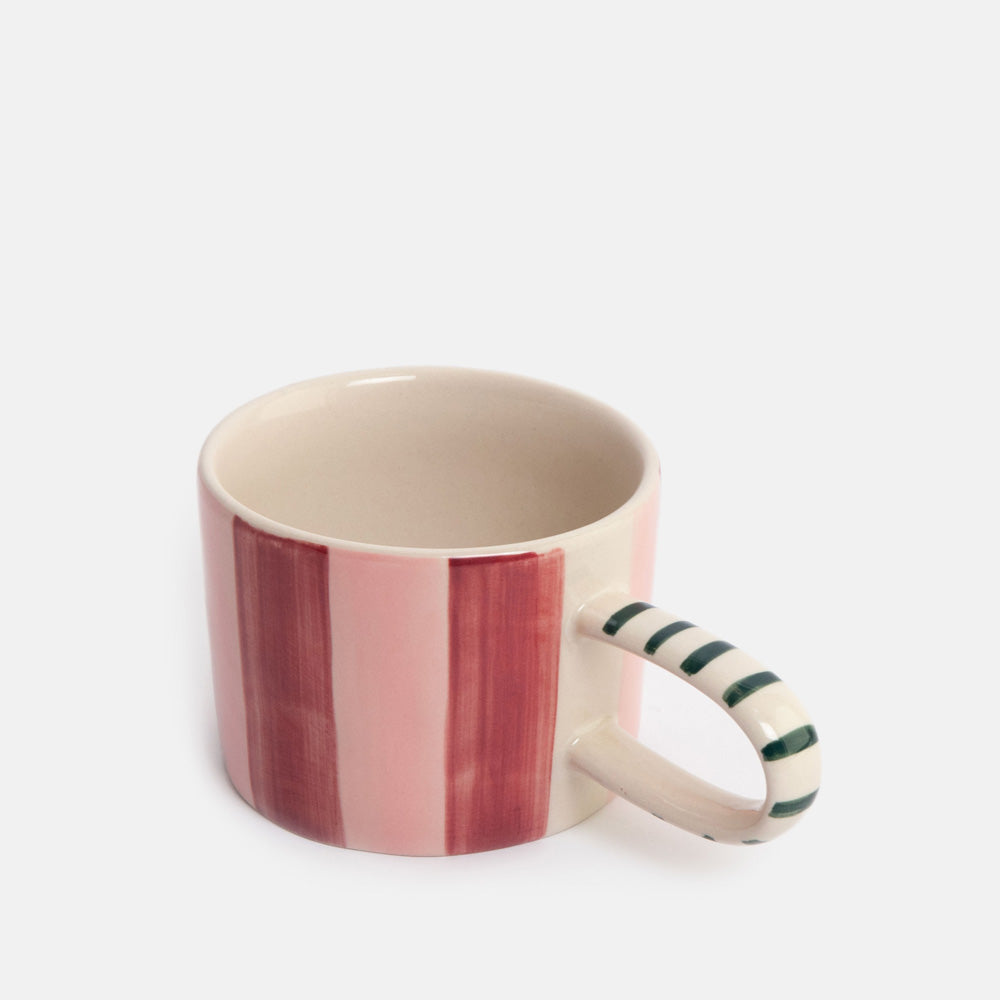 Caroline Gardner Wine & Peach Pink Stripe Ceramic Mug