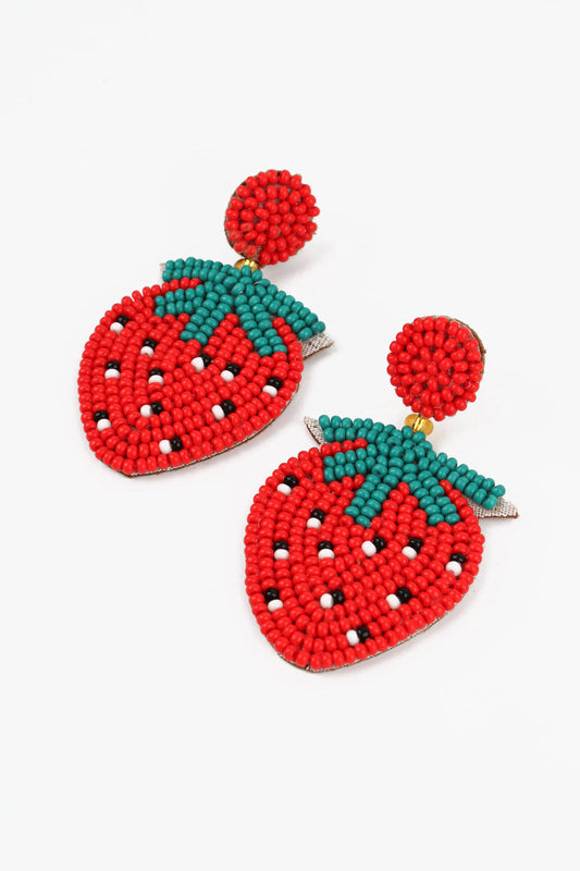 My Doris Mini Beaded Strawberry Drop Earrings
