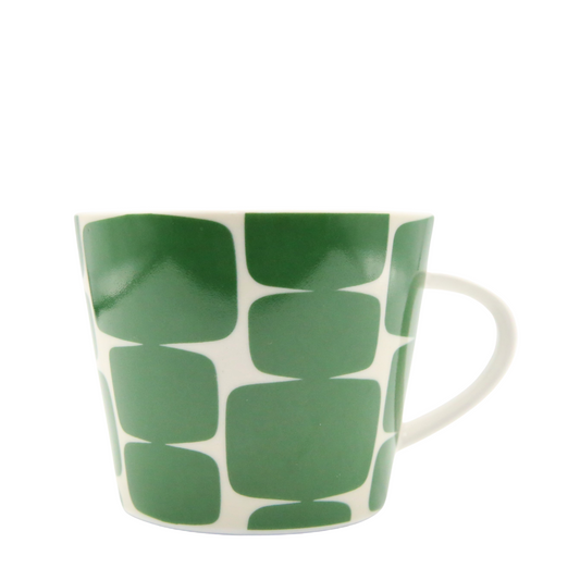 Green patterned mug on a white background