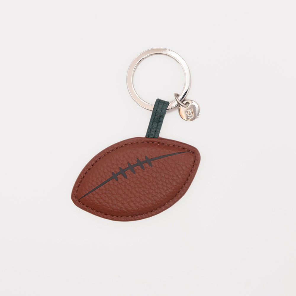 Football-shaped keychain on a white background