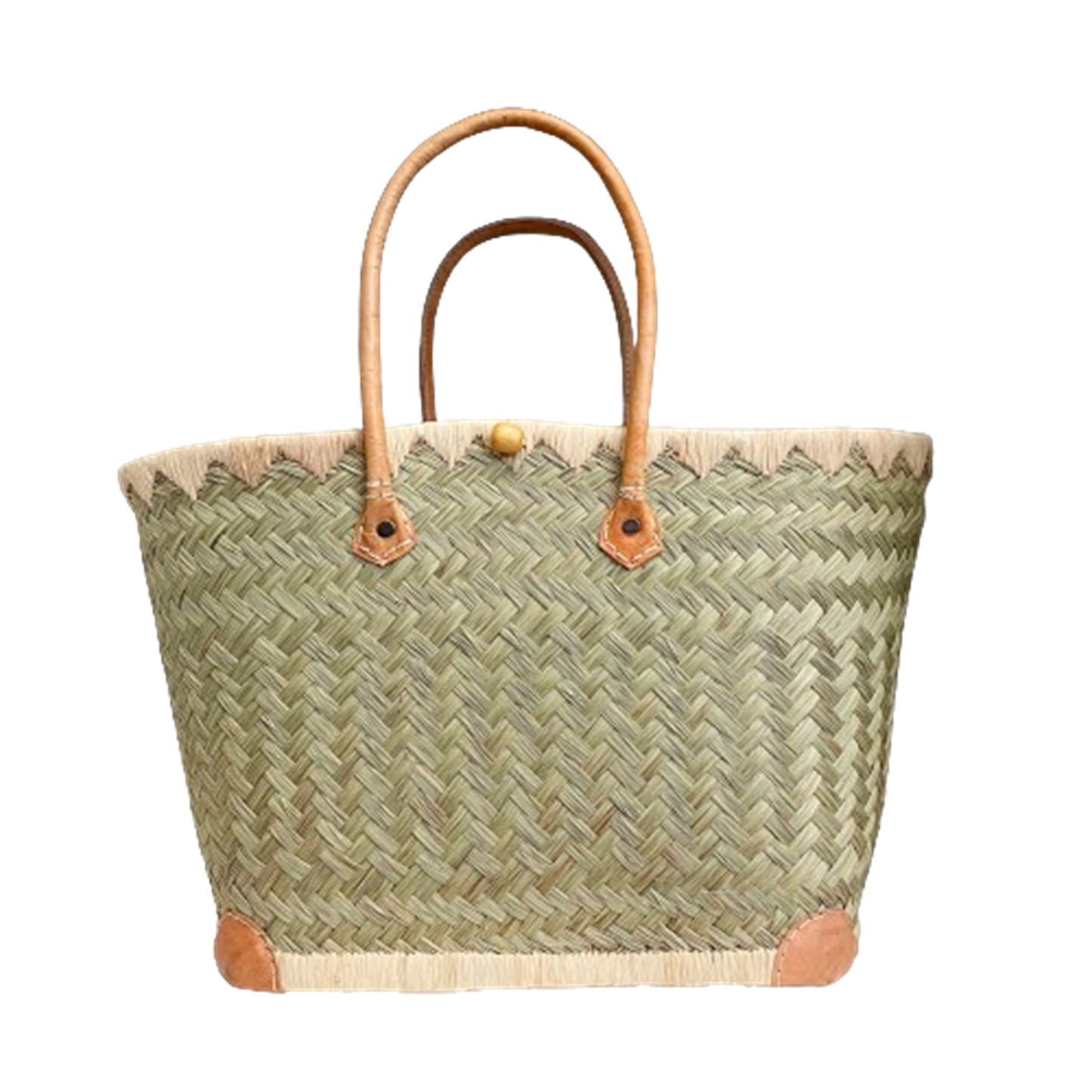 French Market Basket Deluxe leather corners Medium