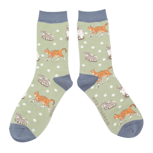 Miss Sparrow Cats & Spots Sage