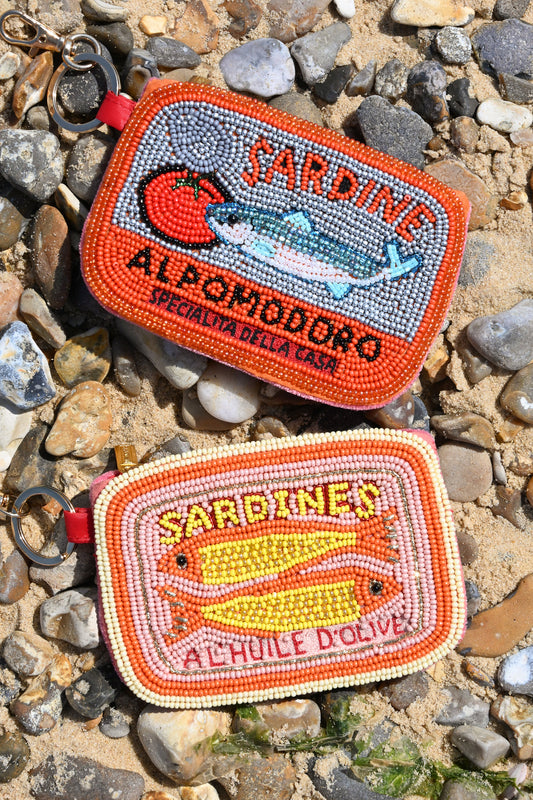My Doris  Sardine And Tomato Beaded Keyring Pouch