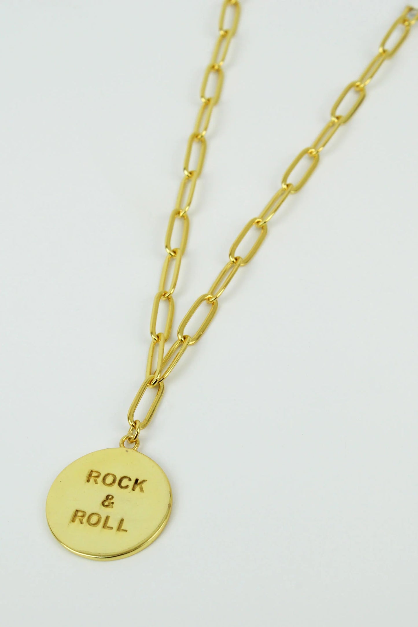 My Doris Gold Peace and Love/ Rock and Roll Coin Chain Necklace