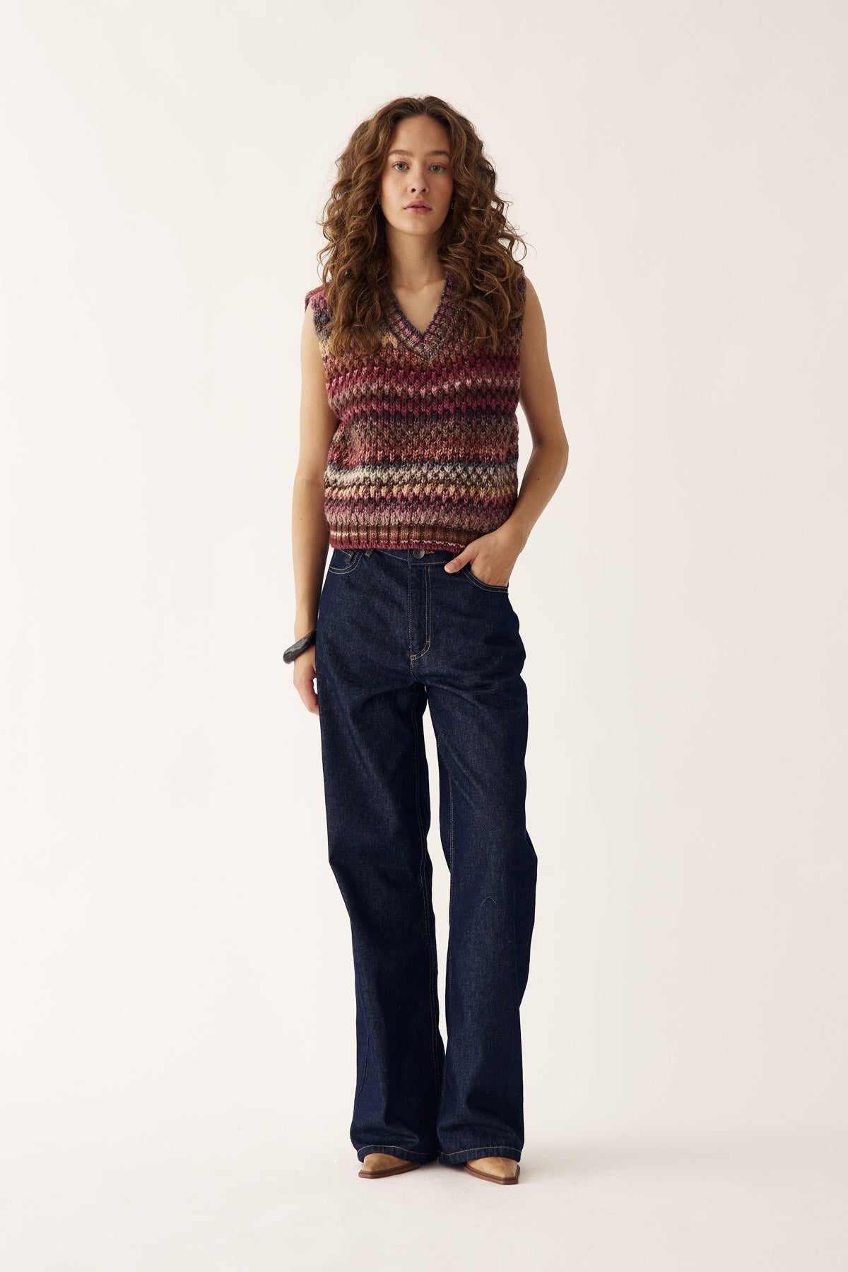Noella Gio Knit Vest in Rust Mix