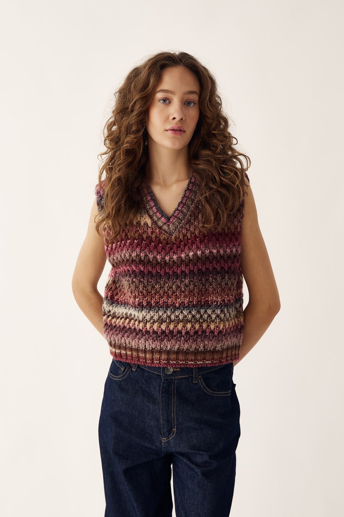 Noella Gio Knit Vest in Rust Mix