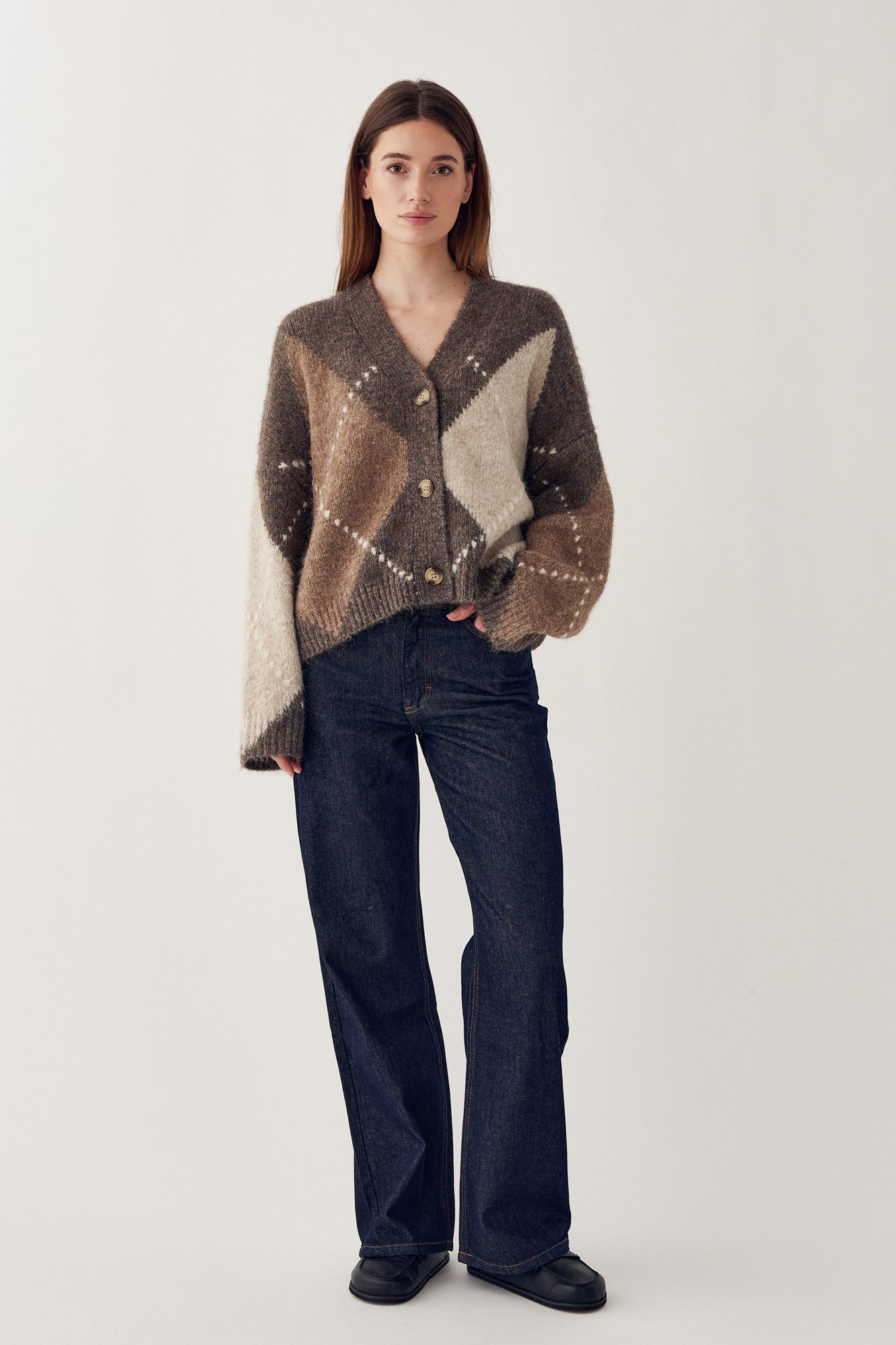 Noella Laiana Knit Cardigan in Ash Brown Mix