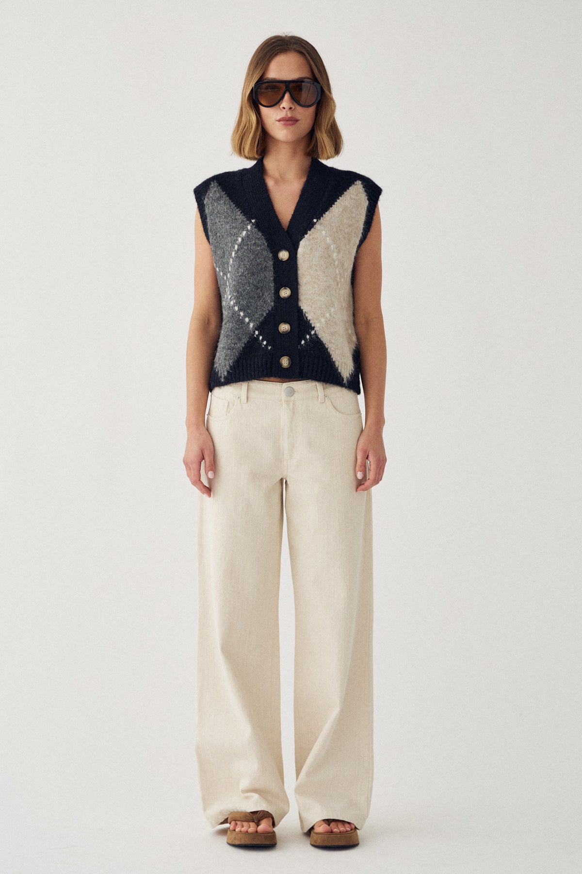 Noella Laiana Knit Vest in Navy Mix
