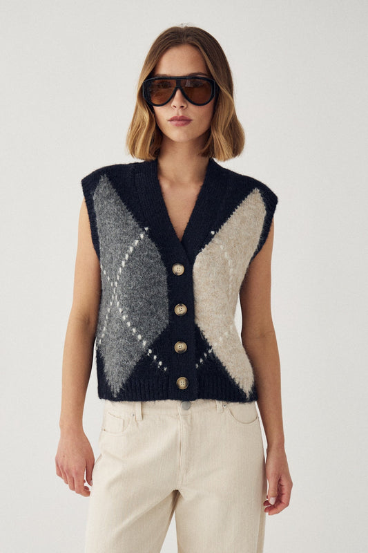 Noella Laiana Knit Vest in Navy Mix