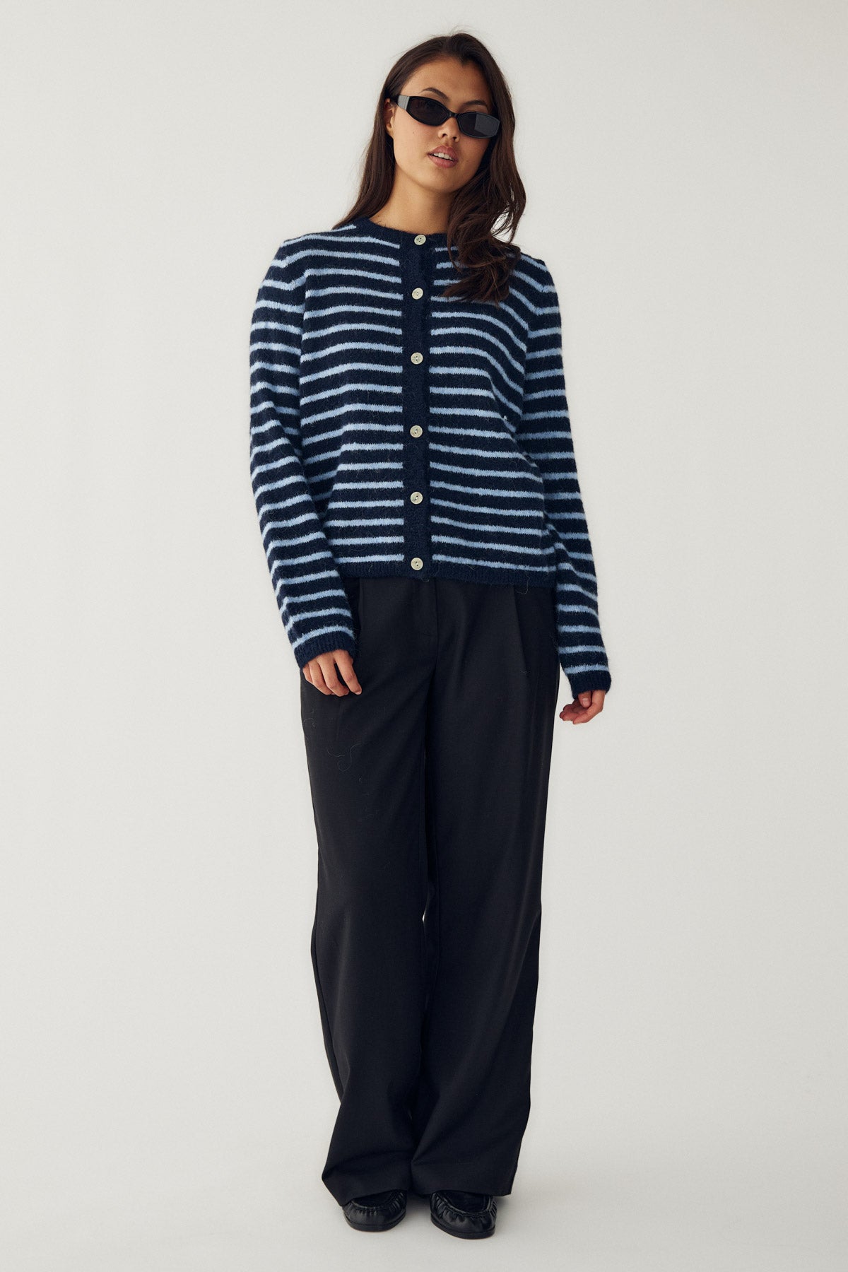 Noella Mertice Knit Cardigan in Blue Stripe