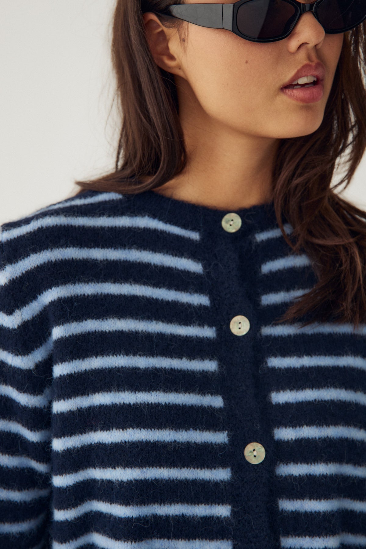 Noella Mertice Knit Cardigan in Blue Stripe