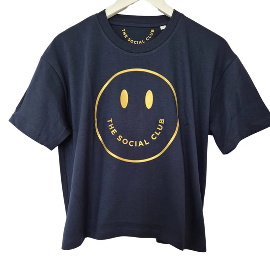 The Social Club London Navy T-shirt with Gold Smiley- 100% Organic Cotton (Copy)