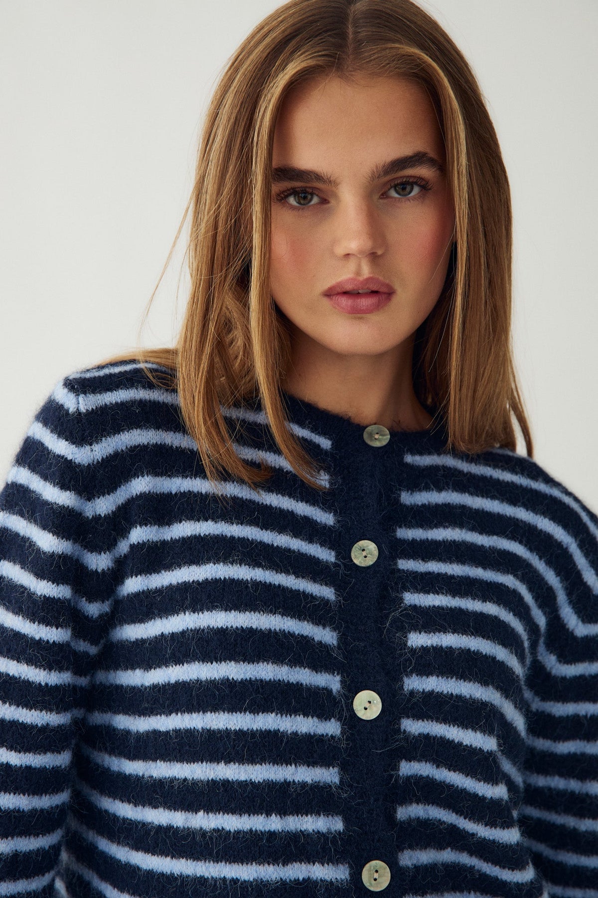 Noella Mertice Knit Cardigan in Blue Stripe