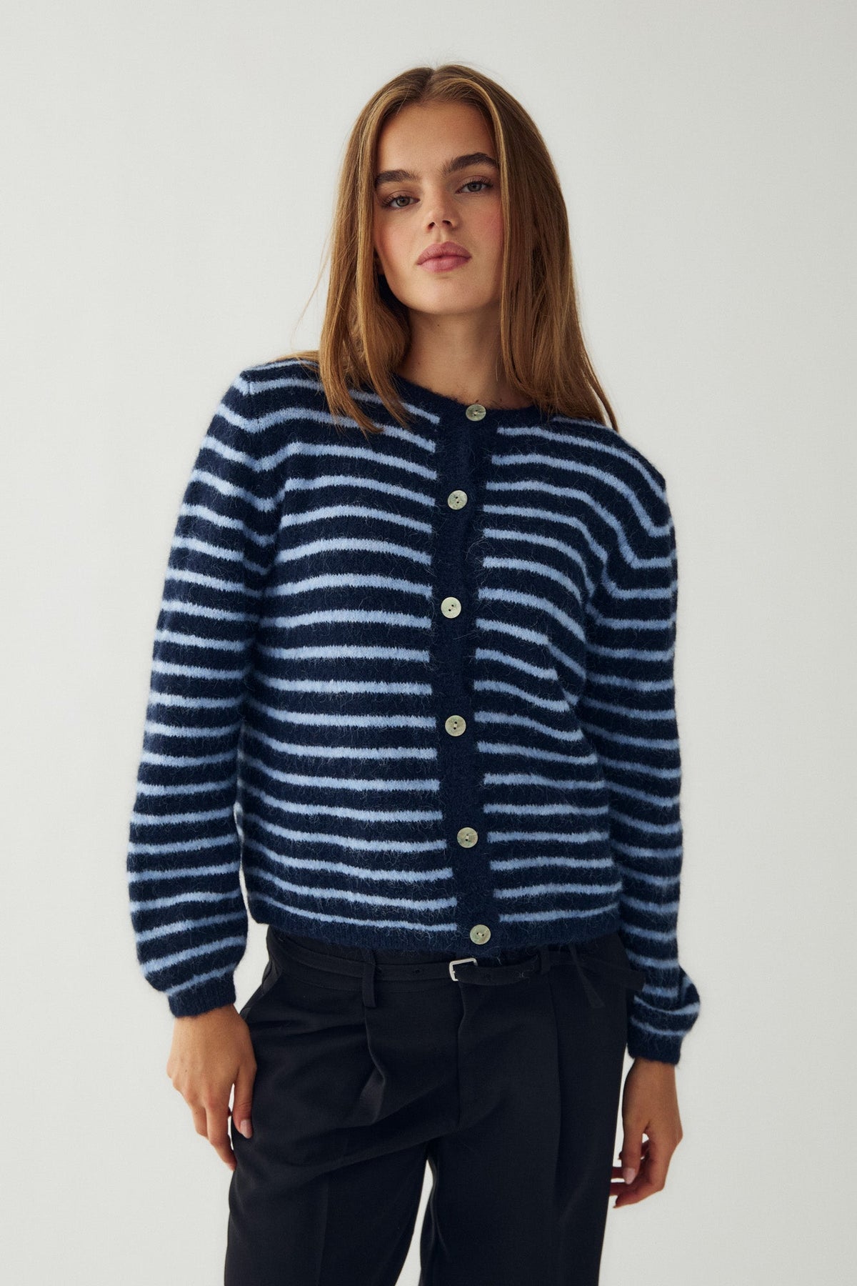 Noella Mertice Knit Cardigan in Blue Stripe