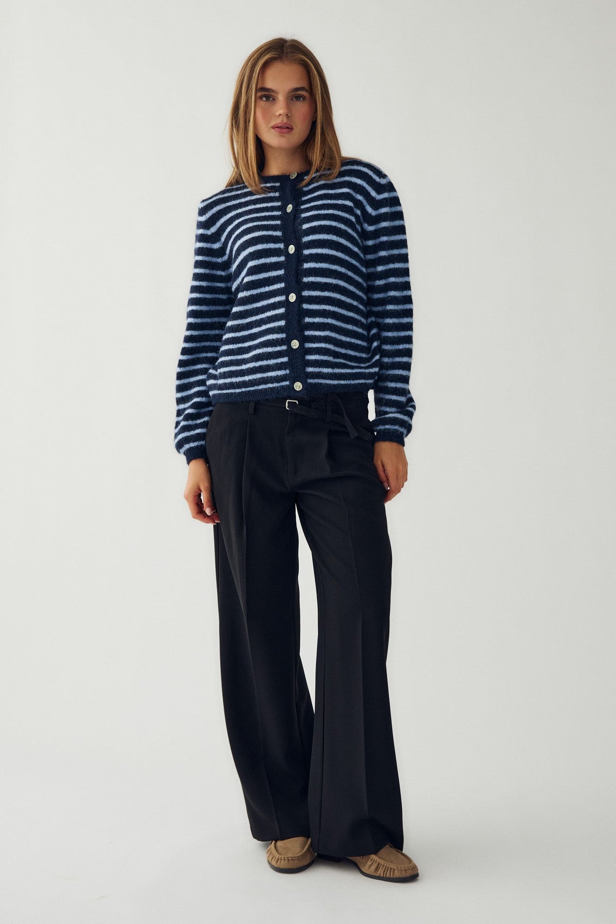 Noella Mertice Knit Cardigan in Blue Stripe