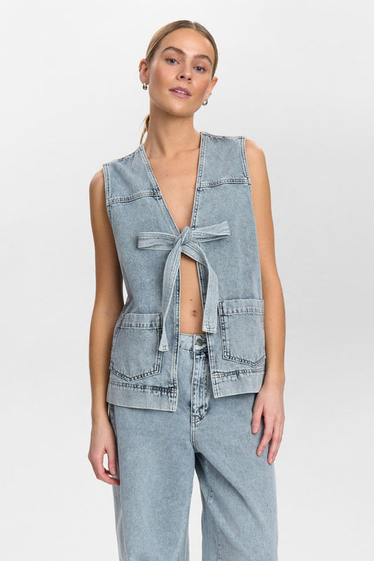 Numph Brooklyn Vest in Light Blue Bleach