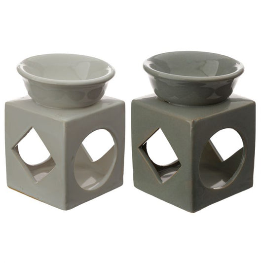 Eden Cube Ceramic Oil & Wax Melt Burner with Geometric Cut-out