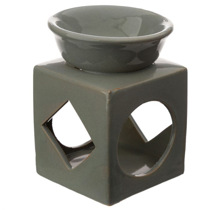 Eden Cube Ceramic Oil & Wax Melt Burner with Geometric Cut-out