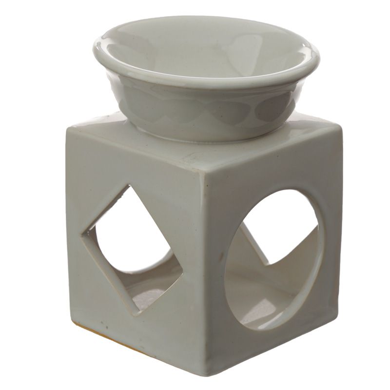 Eden Cube Ceramic Oil & Wax Melt Burner with Geometric Cut-out