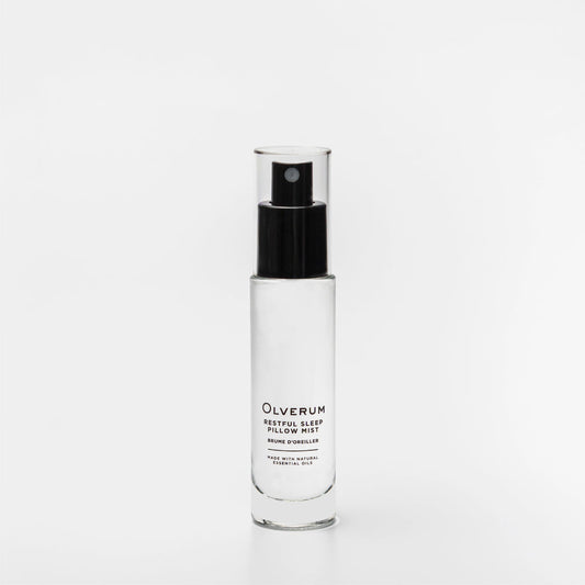Clear spray bottle with black cap on a white background