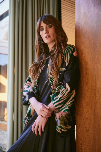 One Hundred Stars Crane Emerald Velvet Jacket