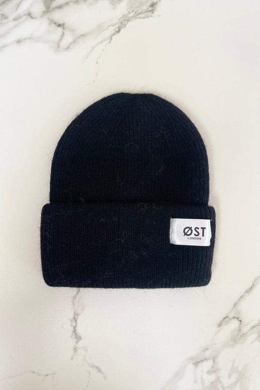 Ost London Clara Angora Beanie in Black