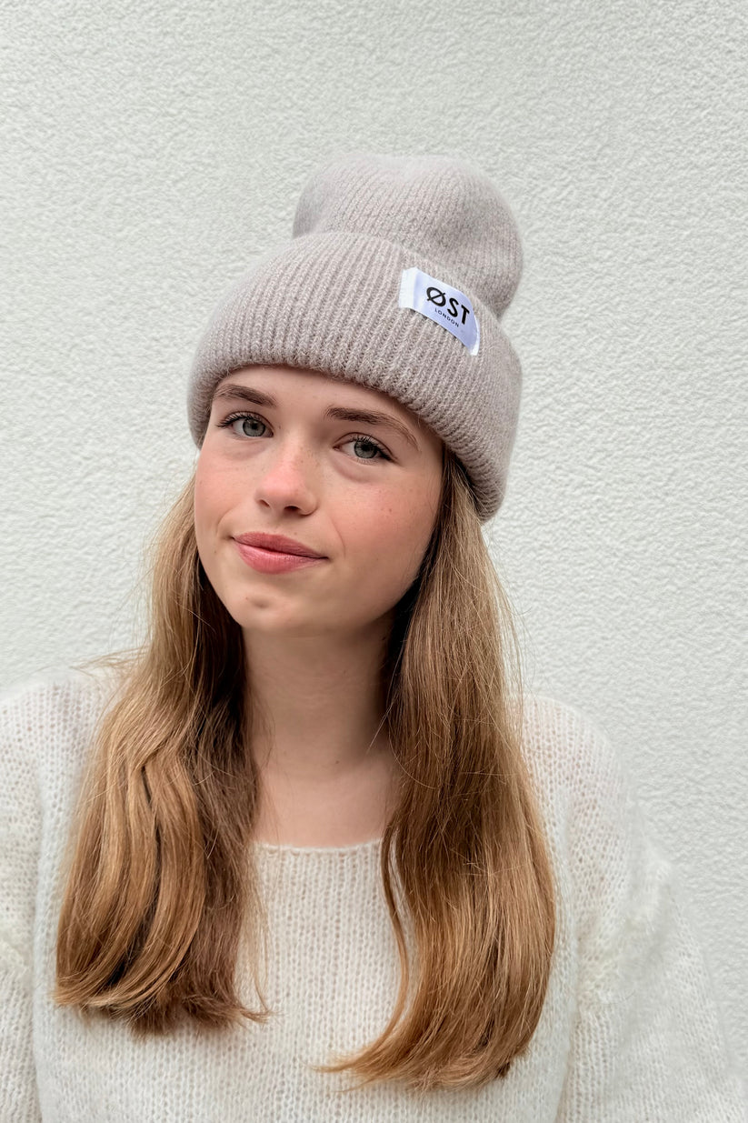 Ost London Clara Angora Beanie in Brown