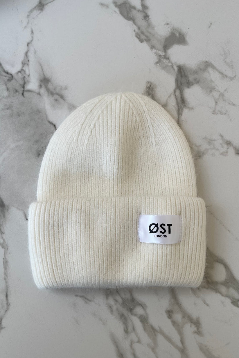 Ost London Clara Angora Beanie in Cream
