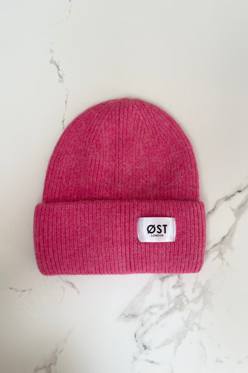 Ost London Clara Angora Beanie in Mangenta