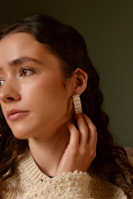 My Doris Pearl and Gold Hoops