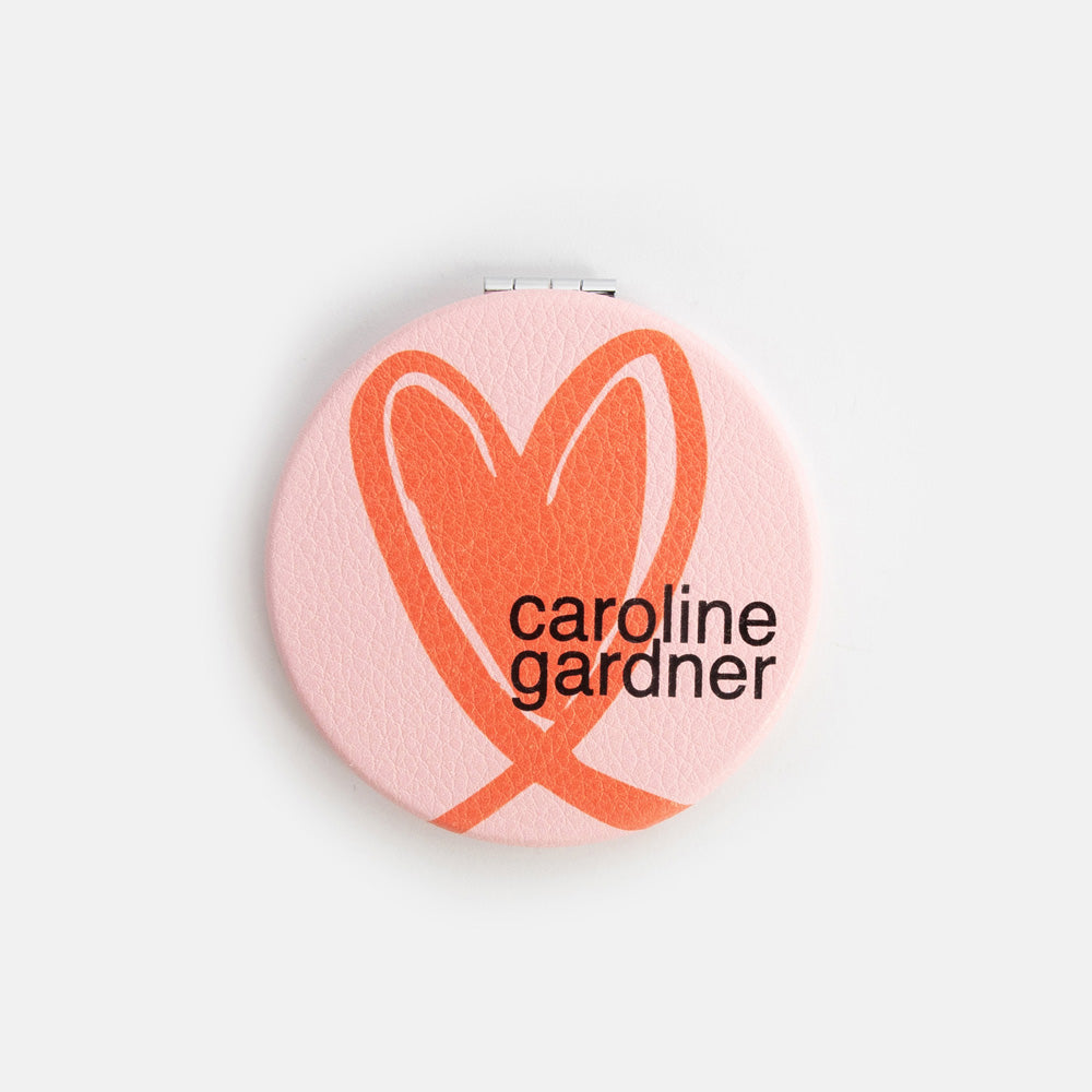 Caroline Gardner Pink/Orange Round Pocket Mirror