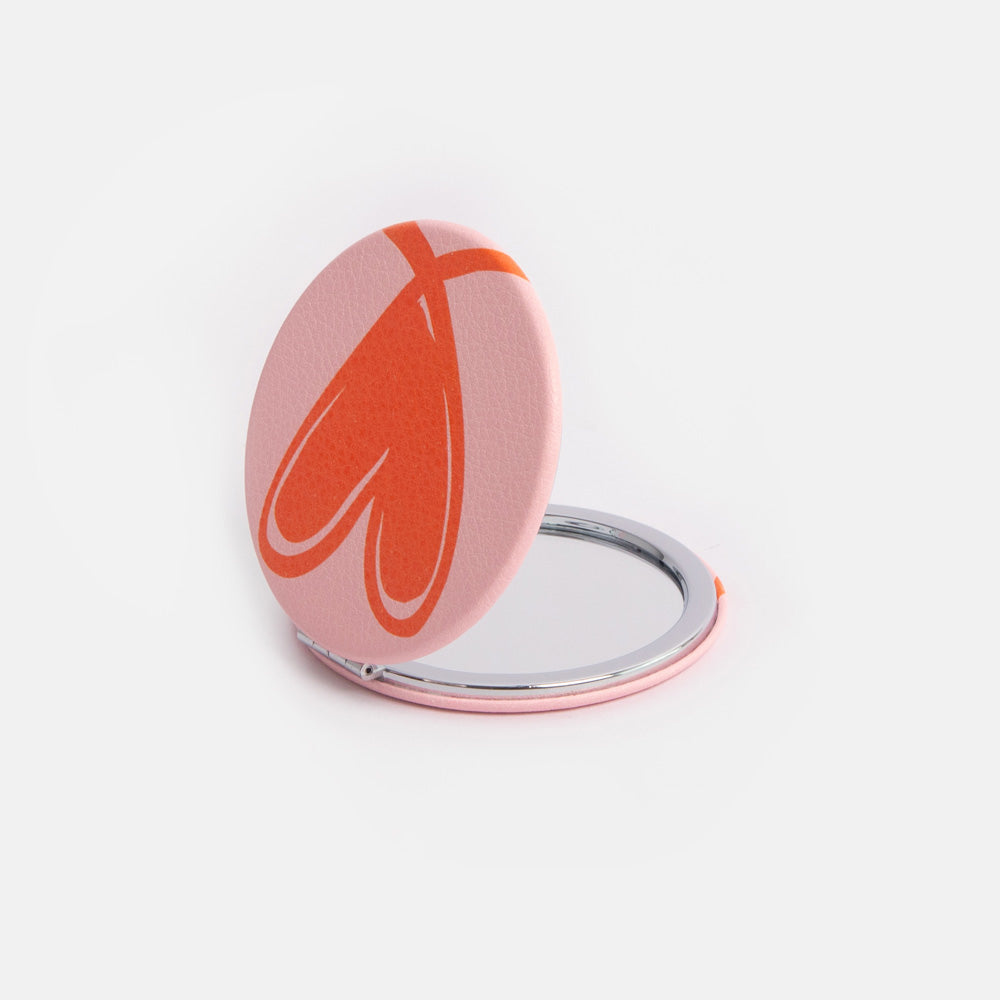 Caroline Gardner Pink/Orange Round Pocket Mirror