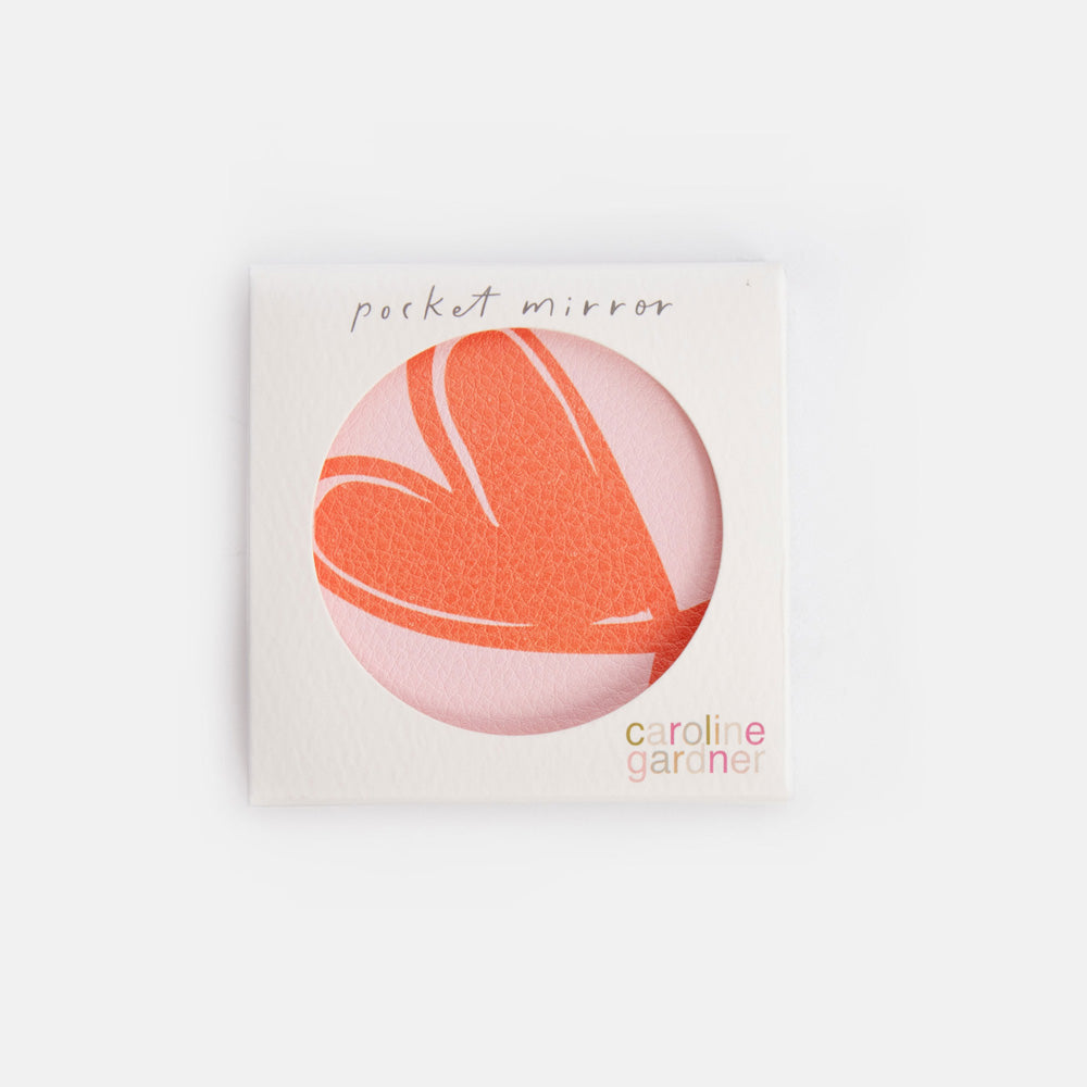 Caroline Gardner Pink/Orange Round Pocket Mirror