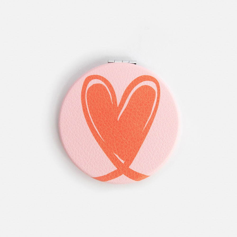 Caroline Gardner Pink/Orange Round Pocket Mirror