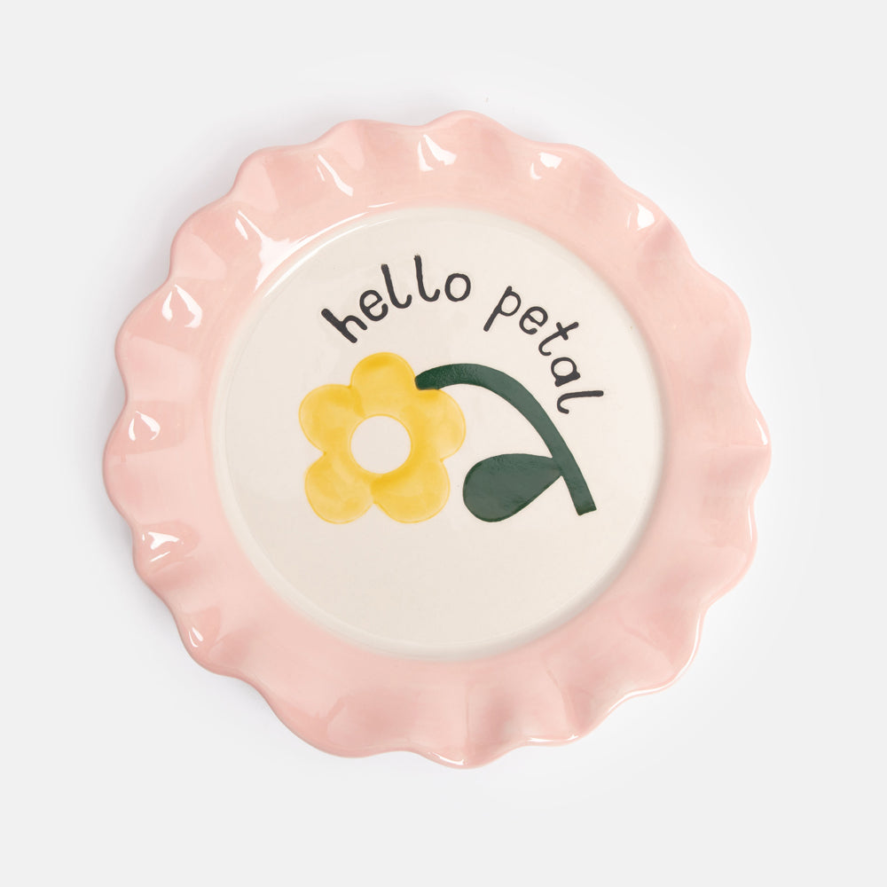 Caroline Gardner Yellow Flower Hello Petal Ceramic Plate