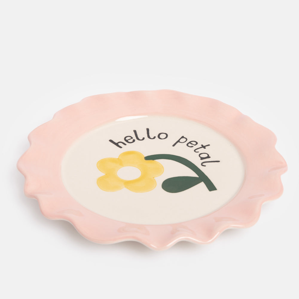 Caroline Gardner Yellow Flower Hello Petal Ceramic Plate