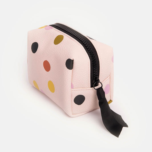 Caroline Gardner Pale Pink Dotty Mini Cube Cosmetic Bag