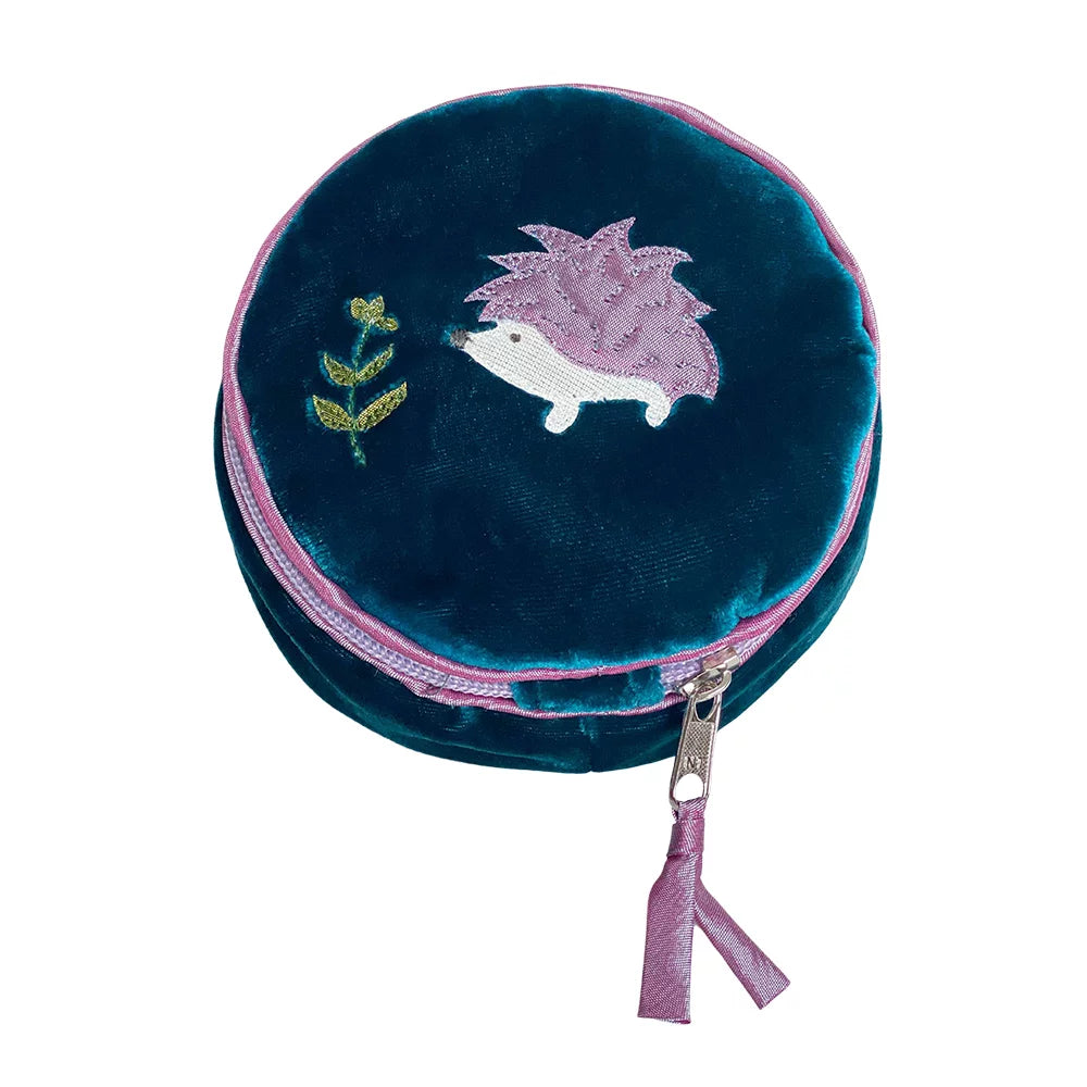 Lua Hedgehog Silk Velvet Jewellery Purse