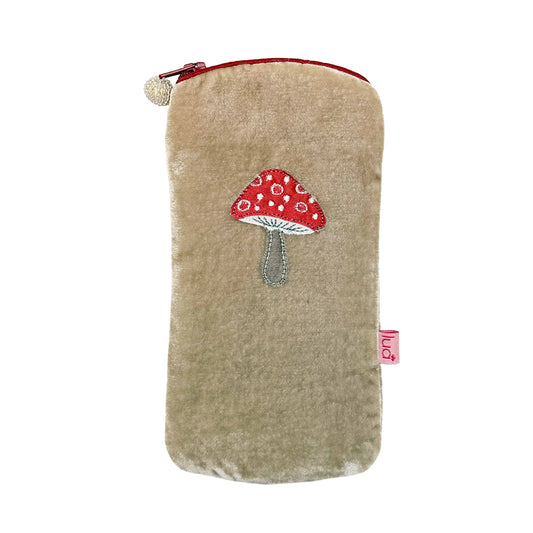 Lua Mushroom Applique Velvet Glasses Case