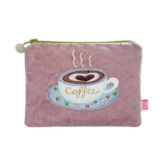 Lua Coffee Applique small velvet Purse