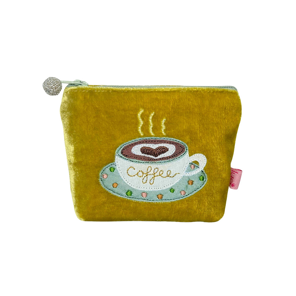 Lua Coffee Appliqued Velvet Mini Purse