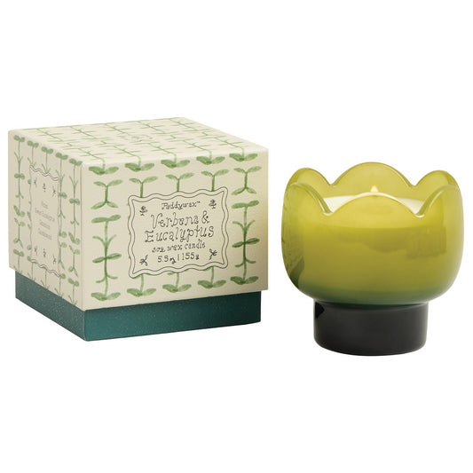 Paddywax ‘Verbena & Lemongrass’ Green & Dark Green Tulip Glass Candle