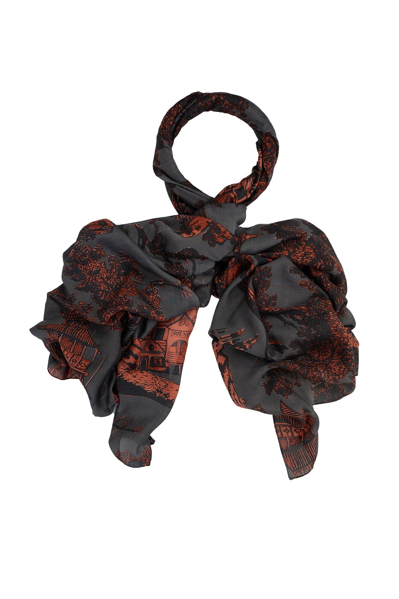 One Hundred Stars Pagoda Pewter Scarf